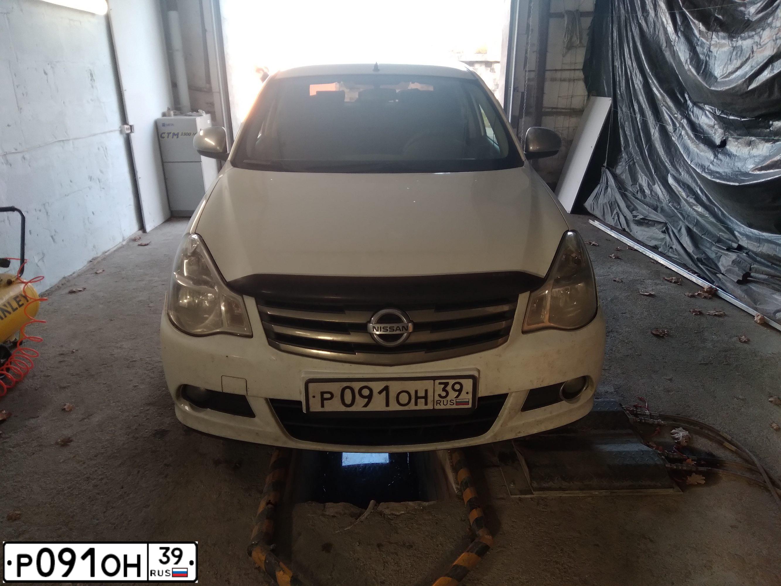Фото автомобиля NISSAN ALMERA /AVTOVAZ/, 2013 — госномер Р091ОН39. Цвет: БЕЛЫЙ
