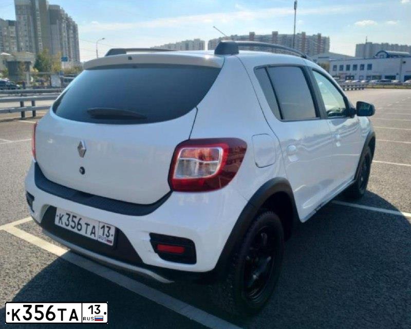 Фото автомобиля RENAULT SANDERO, 2018 — госномер К356ТА13. Цвет: Белый