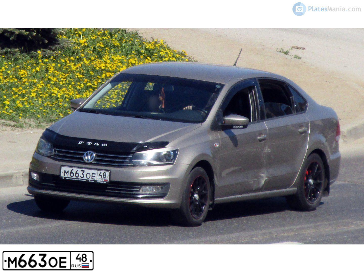 Фото автомобиля VOLKSWAGEN POLO, 2015 — госномер О738КМ48. Цвет: БЕЖЕВЫЙ