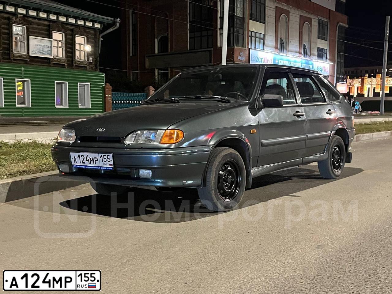 Фото автомобиля LADA 2114 SAMARA, 2010 — госномер А124МР155. Цвет: Серо-сине-зеленый