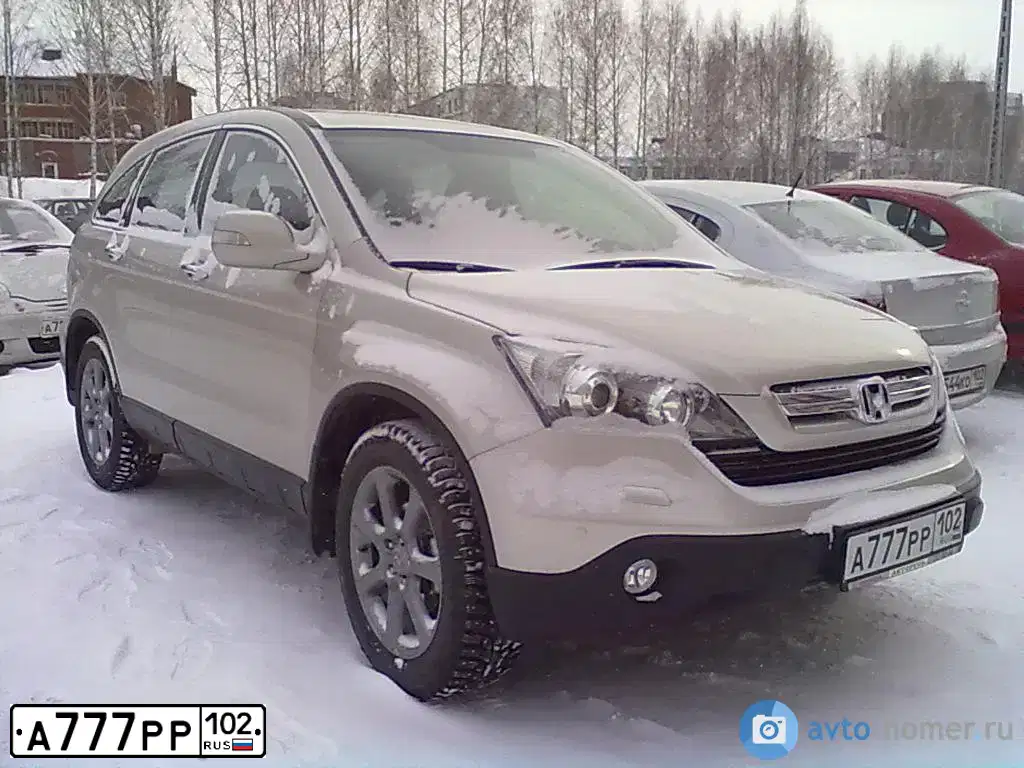 Фото автомобиля HONDA CR-V, 2007 — госномер А777РР102. Цвет: СВЕТЛО-БЕЖЕВЫЙ