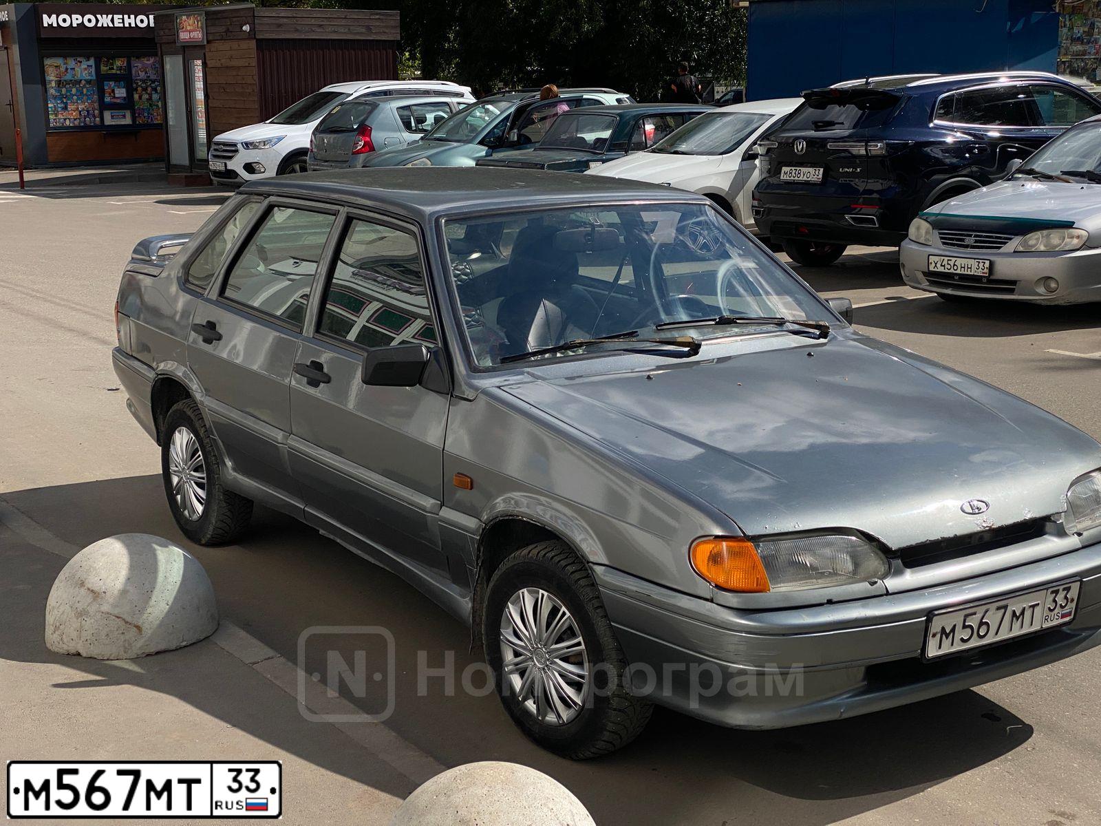 Фото автомобиля LADA 2115 SAMARA, 2008 — госномер М567МТ33. Цвет: СРЕД СЕРО-ЗЕЛЕНЫЙ МЕТ