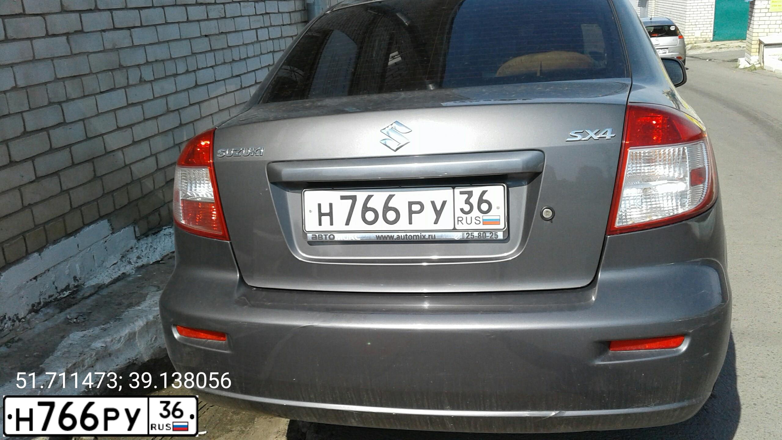 Фото автомобиля SUZUKI SX4, 2010 — госномер У795ЕТ48. Цвет: СЕРЫЙ