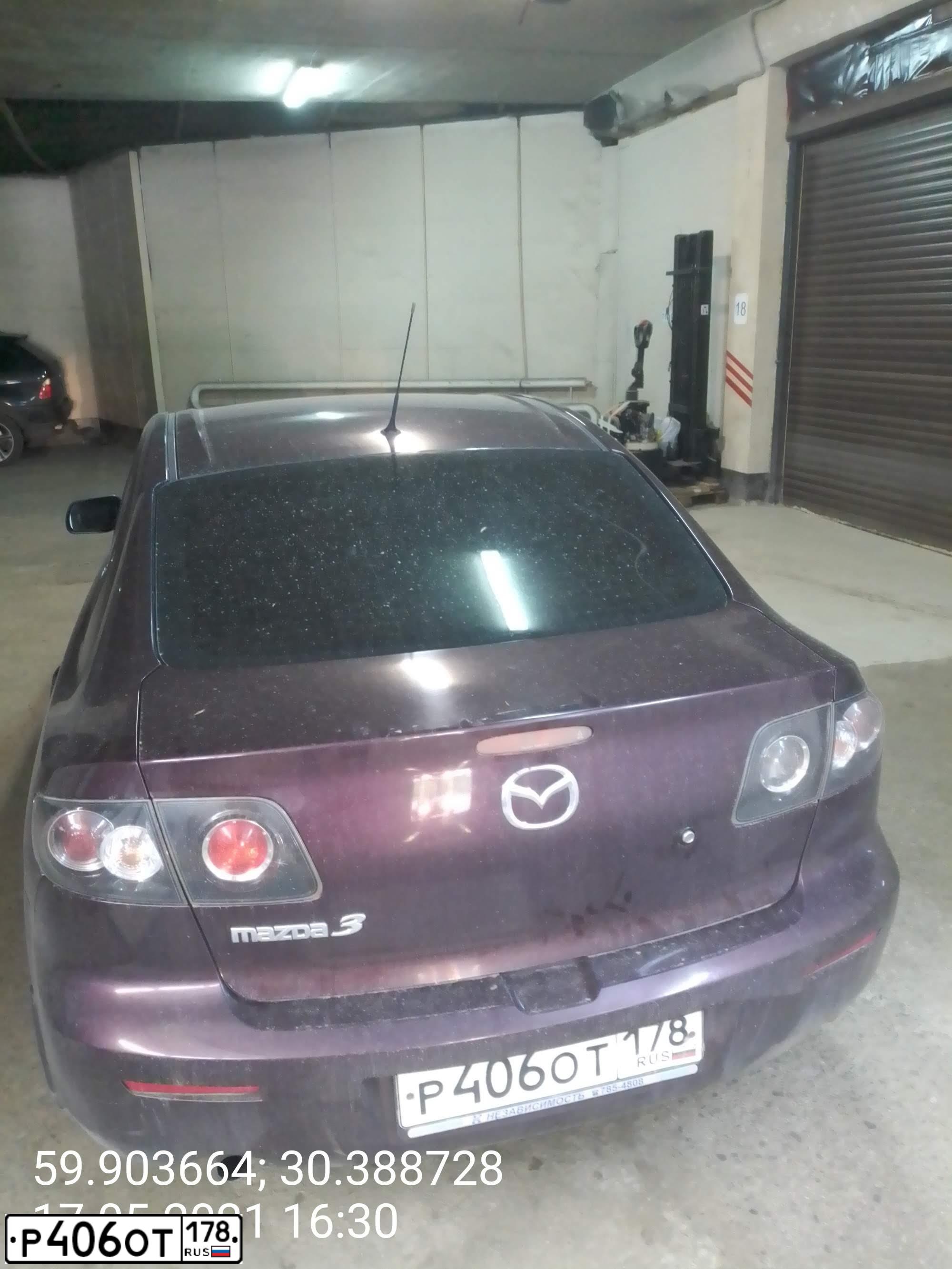 Фото автомобиля MAZDA 3, 2007 — госномер Р406ОТ178. Цвет: ТЕМНО-ВИШНЕВЫЙ