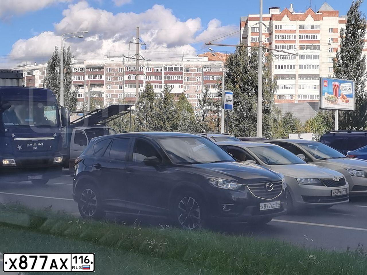 Фото автомобиля MAZDA CX-5, 2015 — госномер Х877АХ116. Цвет: ЧЕРНЫЙ