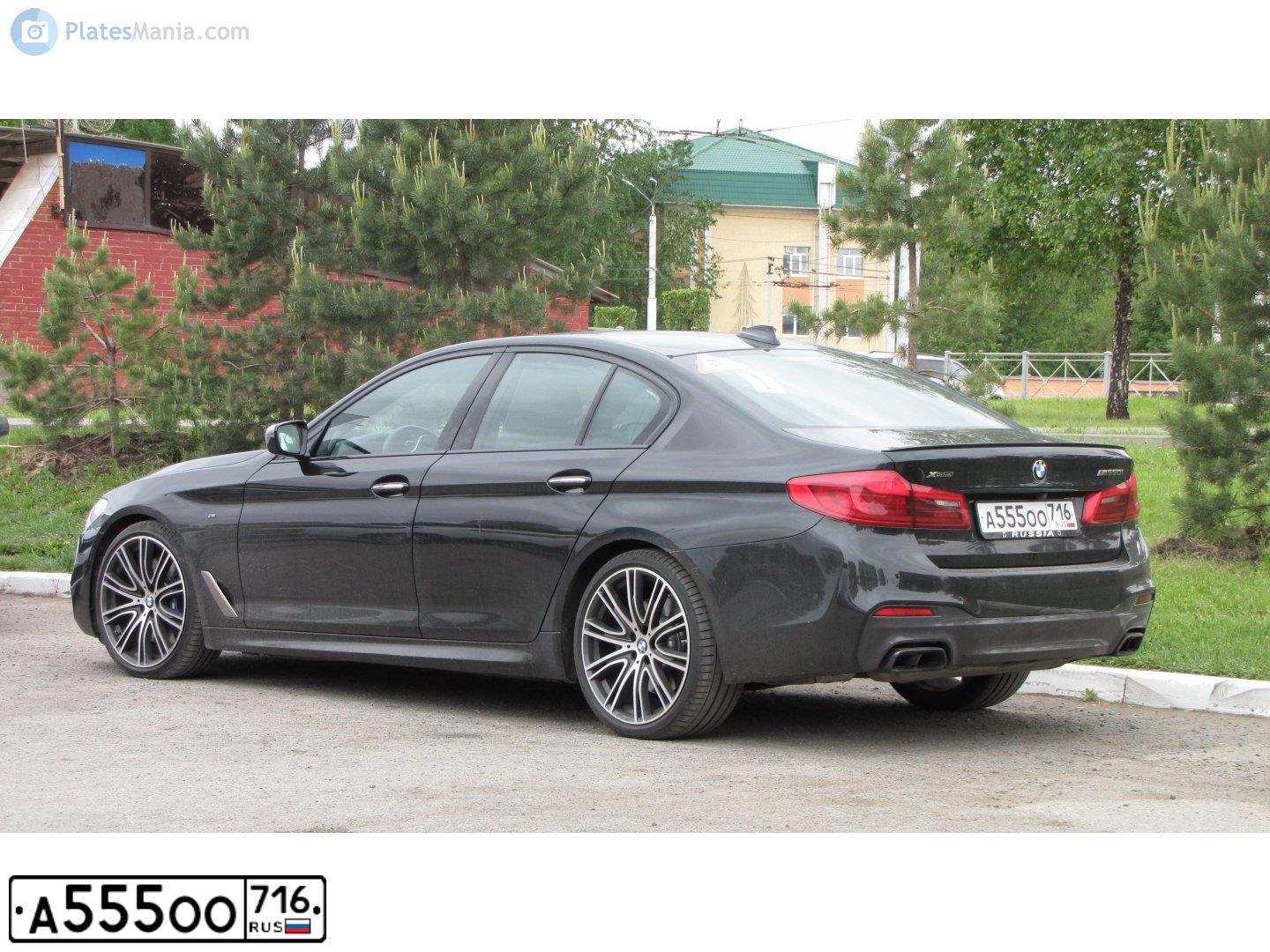 Фото автомобиля BMW БМВ 530I XDRIVE, 2019 — госномер А555ОО716. Цвет: ЧЕРНЫЙ